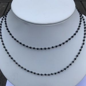 36" Oxidized Silver Black Spinel Necklace